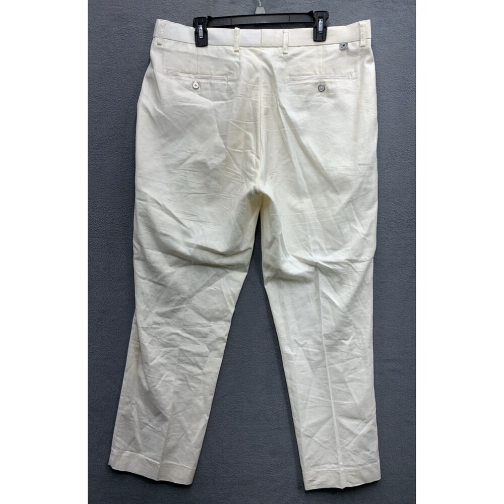Stacy Adams Casual Pants Mens Linen Blend Ivory Party Beach Vacation Size 38X30